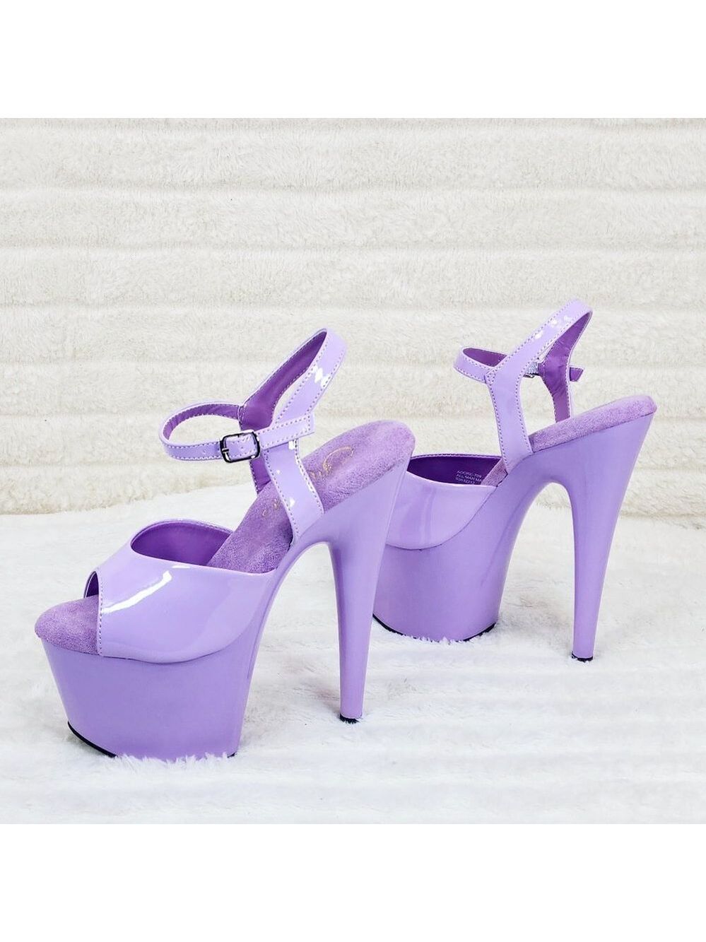 709 Lavender Lilac Patent Ankle Strap Platform High Heel Sandals